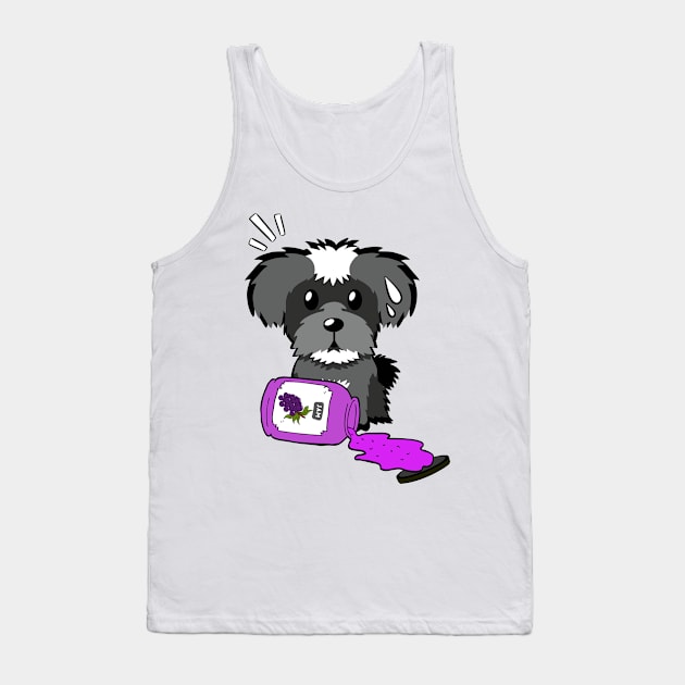 Naughty Schnauzer Spills a jar of grape jam! Tank Top by Pet Station